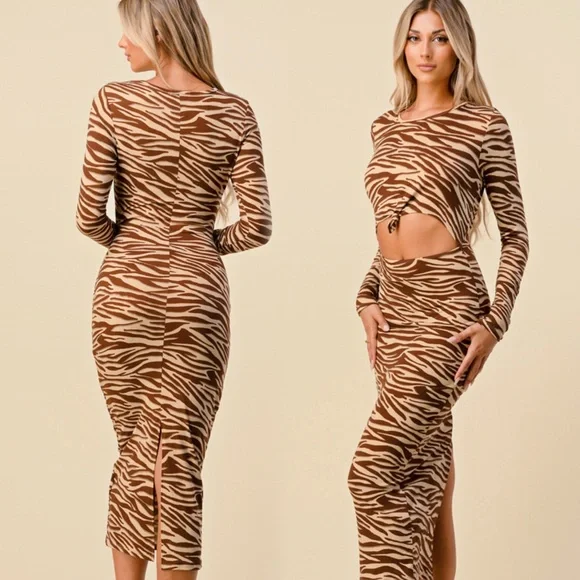 Brown Zebra Print Two-Piece Set - Picture 3 of 5